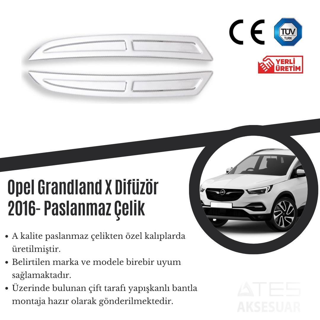 Opel Grandland-X 2016 Difüzör Paslanmaz Çelik