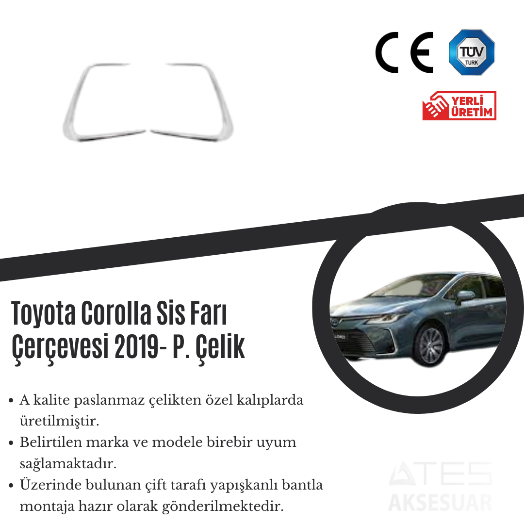 Toyota Corolla 2019 Sis Farı Çerçevesi Paslanmaz Çelik