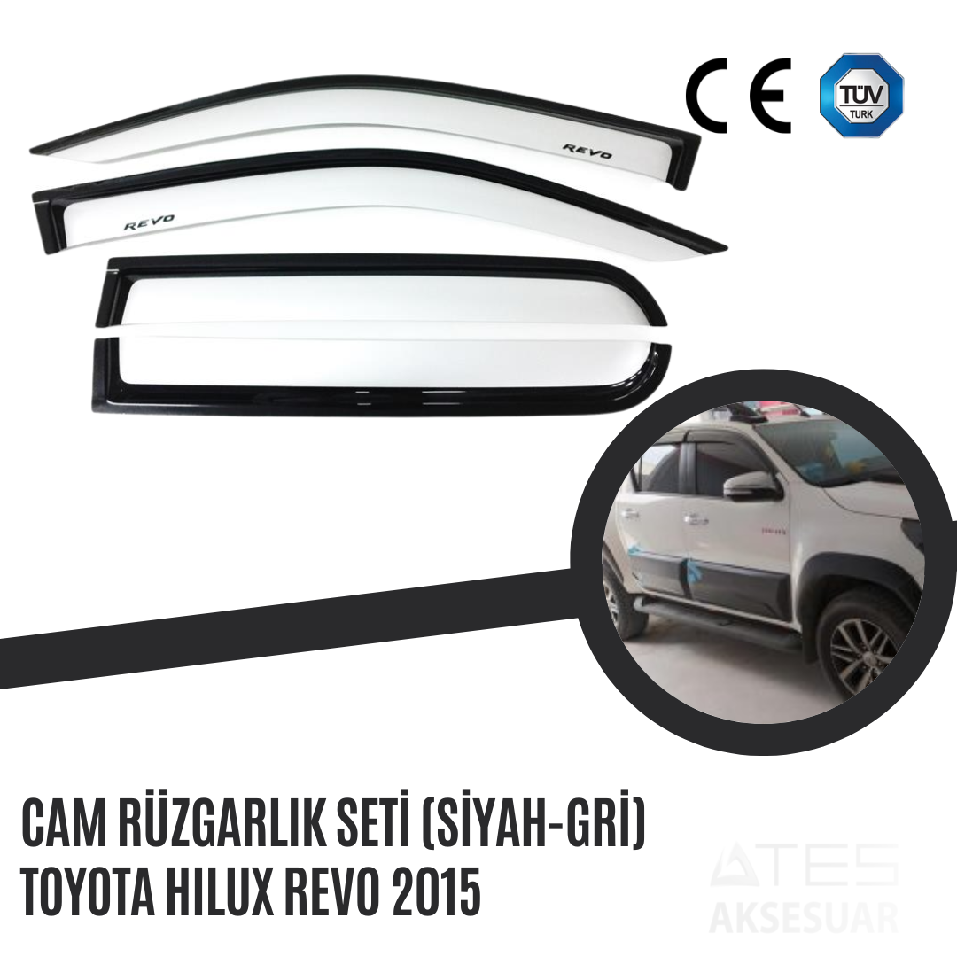 Cam Rüzgarlık Seti (Siyah-Gri) Toyota Hilux Revo 2015