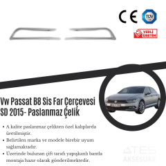 Volkswagen Passat B8 2015 Sis Farı Çerçevesi Paslanmaz Çelik