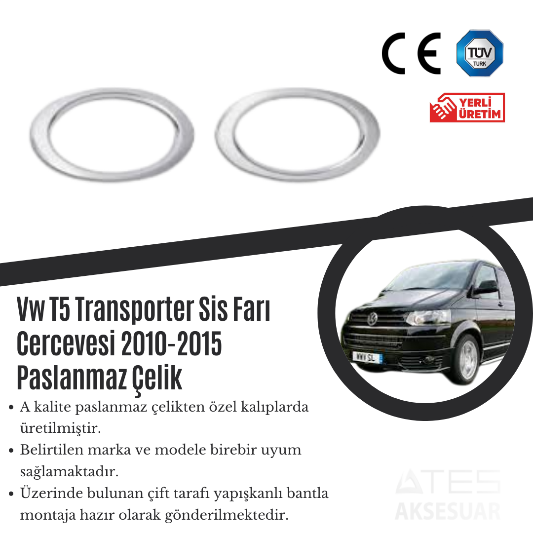 Volkswagen Transporter T5 2010-2015 Sis Farı Çerçevesi Paslanmaz Çelik