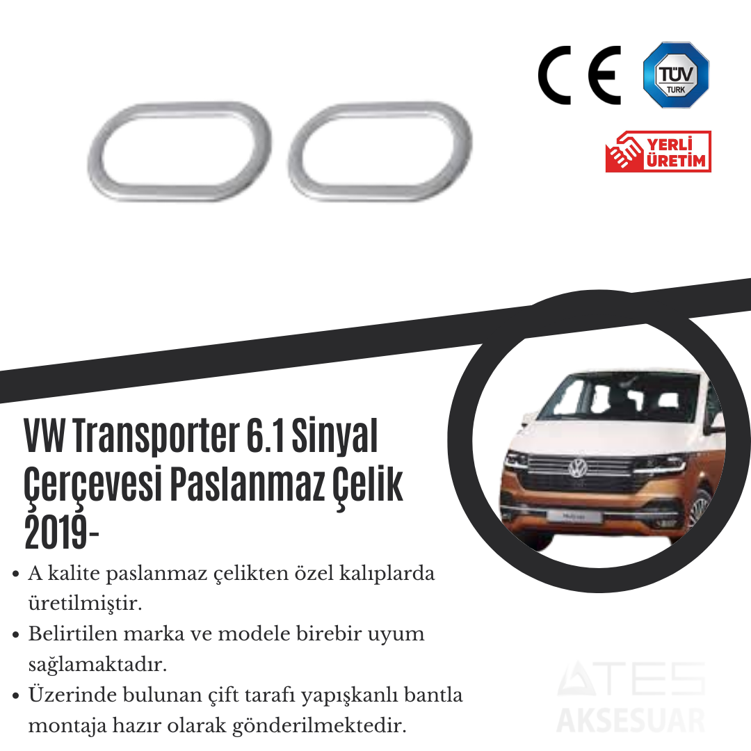 Volkswagen Transporter 6,1 2019 Sis Farı Çerçevesi Paslanmaz Çelik