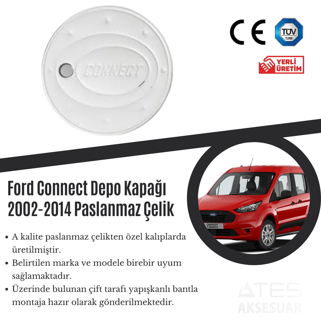 Ford Connect 2002-2014 Depo Kapağı Paslanmaz Çelik