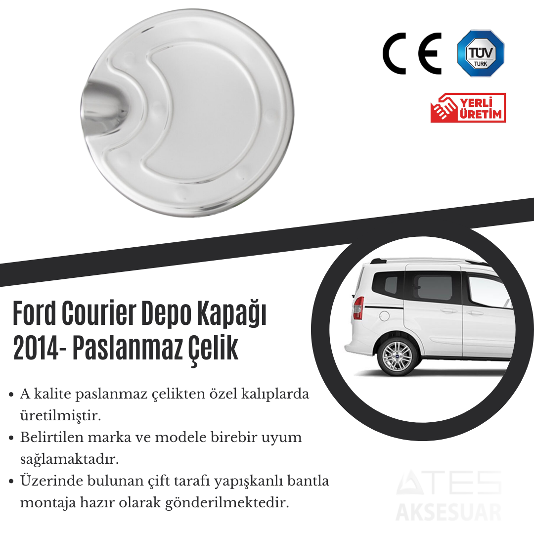 Ford Courier 2014 Depo Kapağı Paslanmaz Çelik