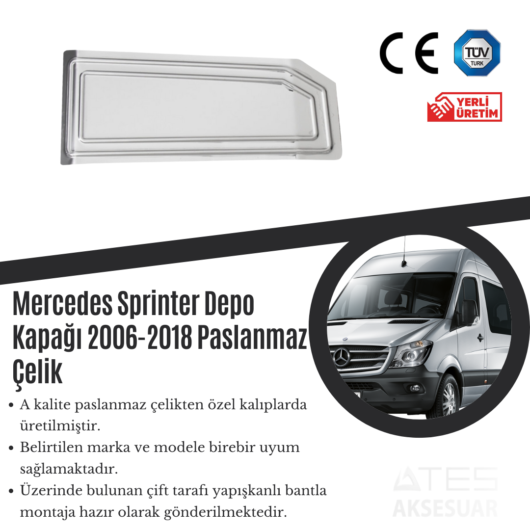 Mercedes Sprinter 2006-2018 Depo Kapağı Paslanmaz Çelik