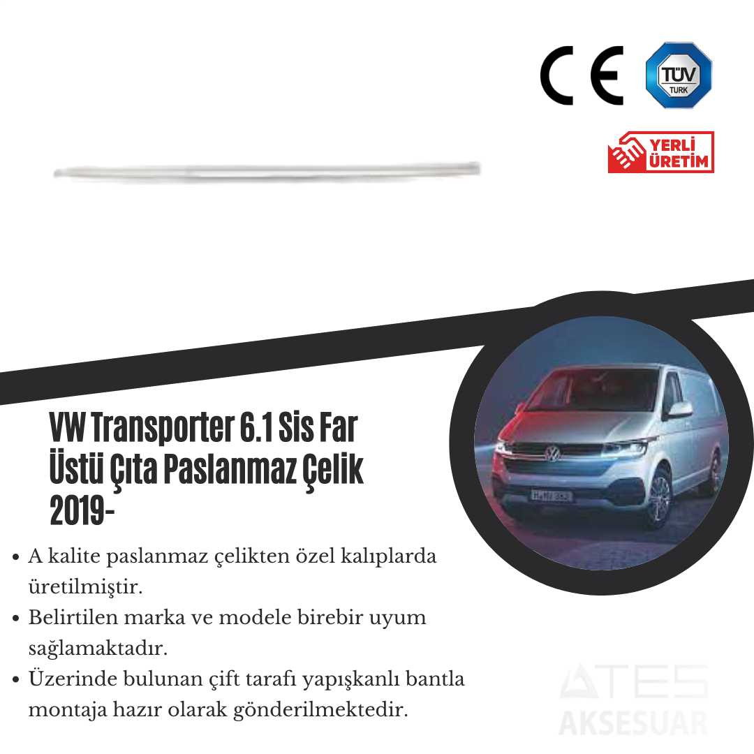 Volkswagen Transporter 6.1 2019 Sis Far Üstü Çıta Paslanmaz Çelik