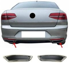 Volkswagen Passat 2015-2018 Arka Egzoz Çerçeveleri Egzoz Ucu 2 Parça Paslanmaz Çelik Krom