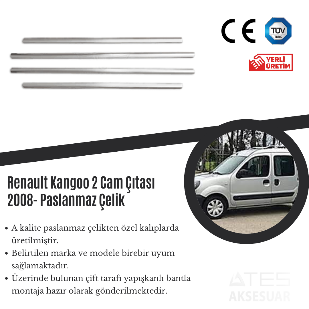 Renault Kango 2 2008 Cam Çıtası Paslanmaz Çelik