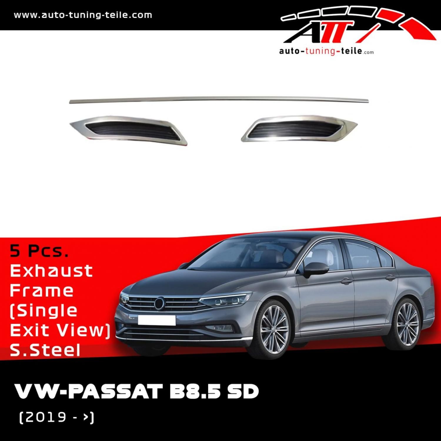 Volkswagen Passat 2019> Arka Egzoz Çerçeveleri Patentli Tek Çıkışlı Egzoz Ucu Paslanmaz Çelik 3 Parça