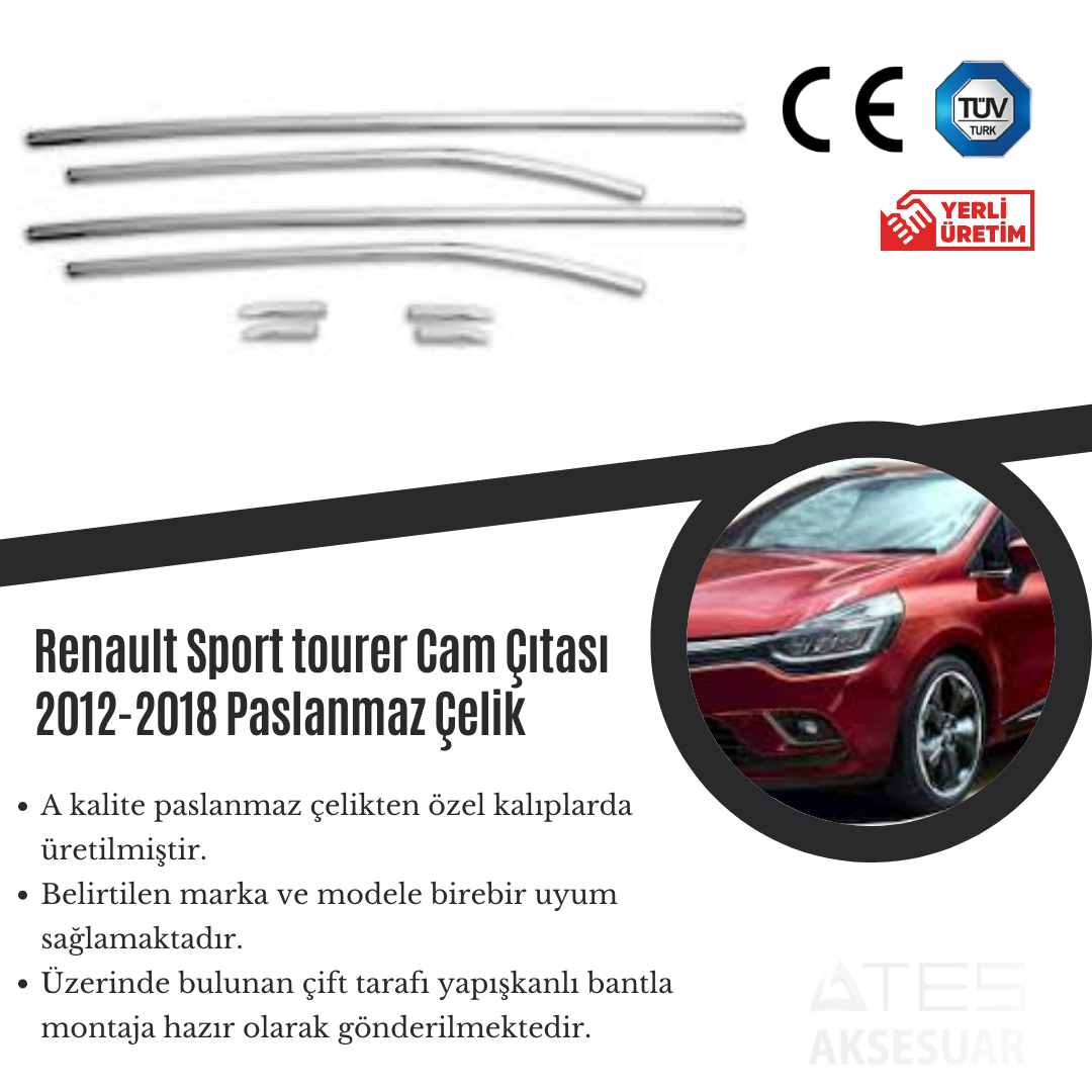 Renault Sport Tourer 2012-2018 Cam Çıtası Paslanmaz Çelik