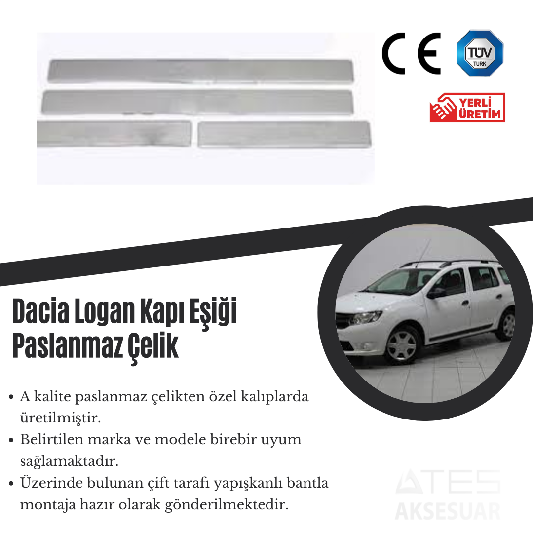 Dacia Logan Kapı Eşiği Paslanmaz Çelik