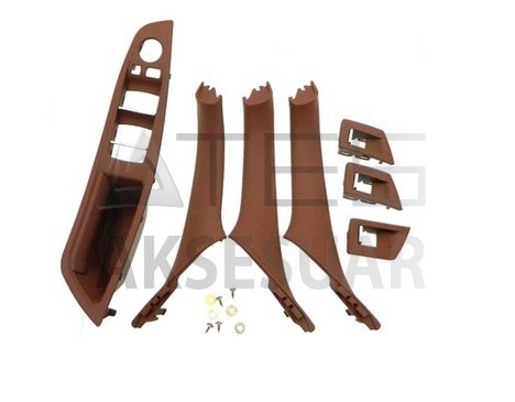 BMW 5 SERISI F10 2010-2016 KAPI KOLCAK KAPLAMA KIRMIZI KAHVERENGI