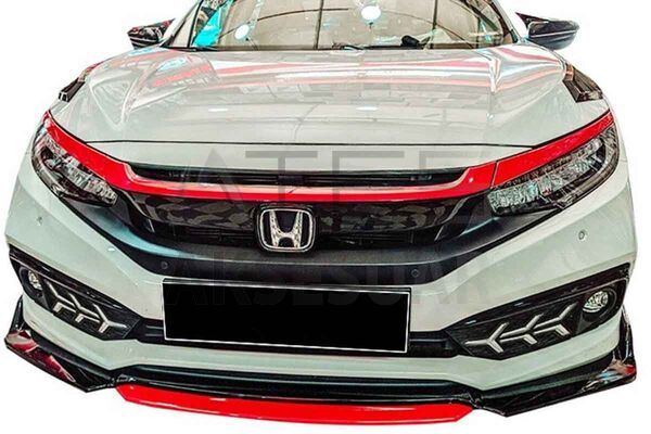 Honda Civic FC5 Ön Tampon Lip Flaplı Piano Kırmızı ABS 2016 ve Sonrası