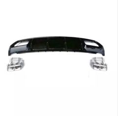 W176 12-15  A45 DIFÜZÖR  & EGZOZ SETI  (PARLAK SIYAH) - SILVER EGZOZ ILE (AMG PAKET İÇİN )