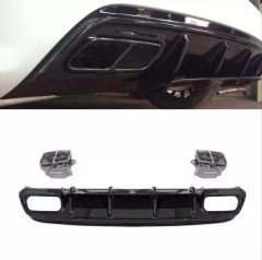 W176 12-15  A45 DIFÜZÖR  & EGZOZ SETI  (PARLAK SIYAH) - SILVER EGZOZ ILE (AMG PAKET İÇİN )