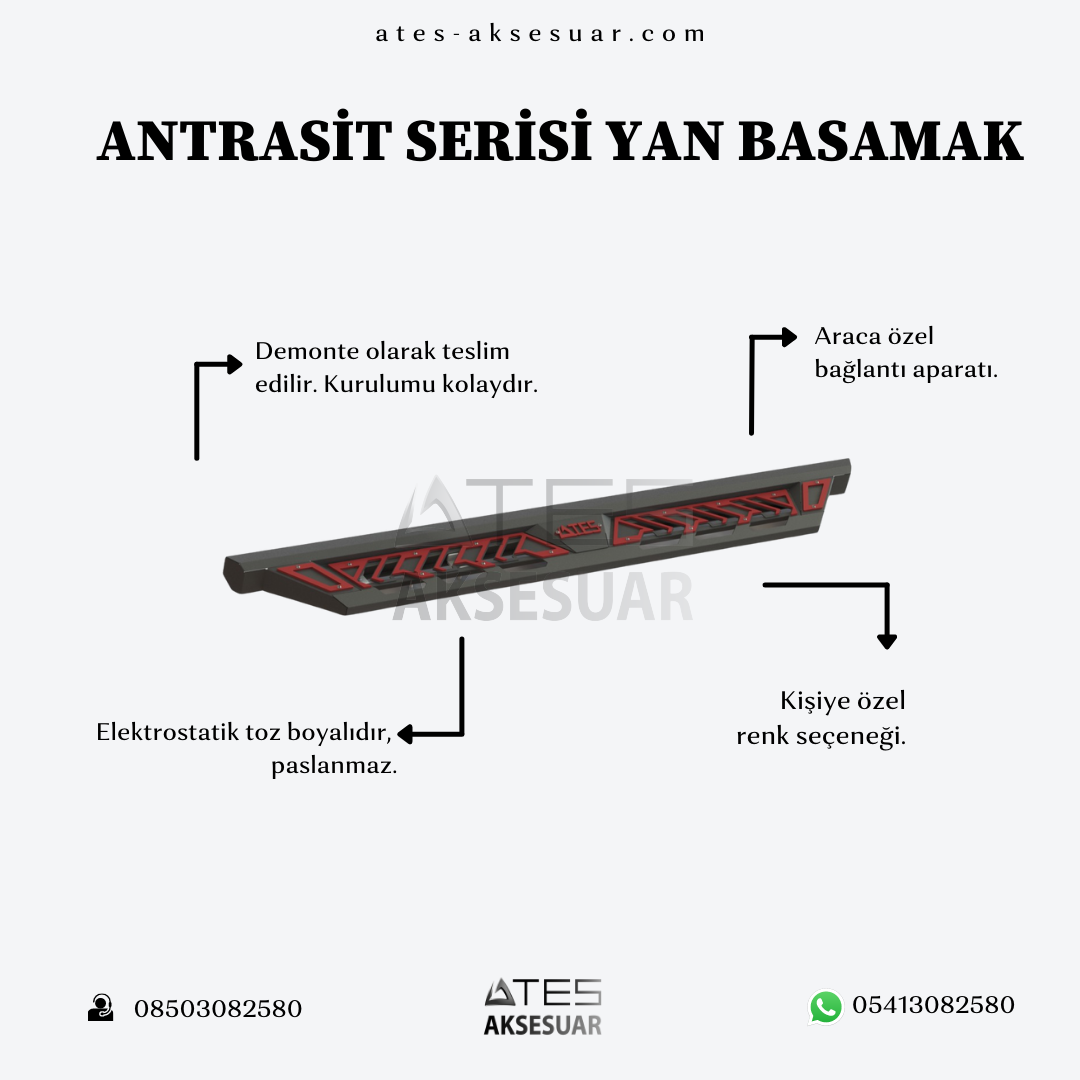 Nissan Navara 2015+ (195cm) Antrasit Yan Basamak Pickup