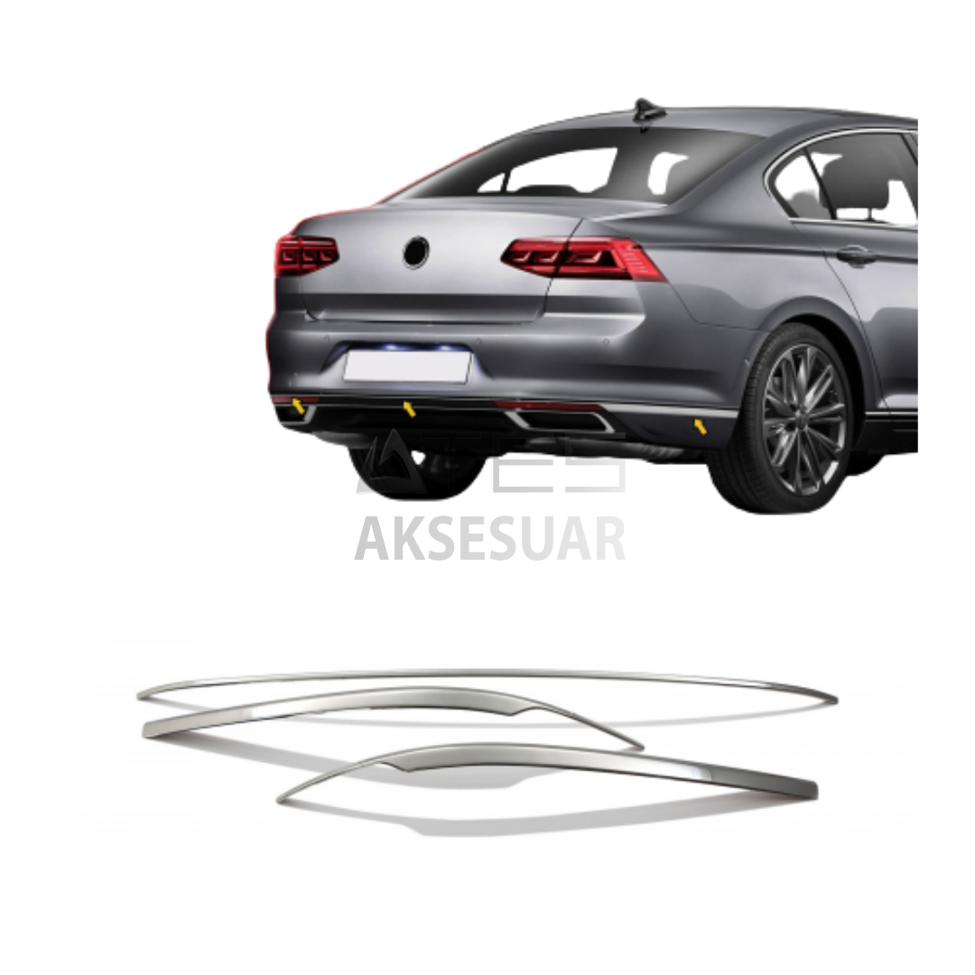 VW Passat B8.5 Krom Arka Tampon Alt Çıtası 3 Parça 2019+