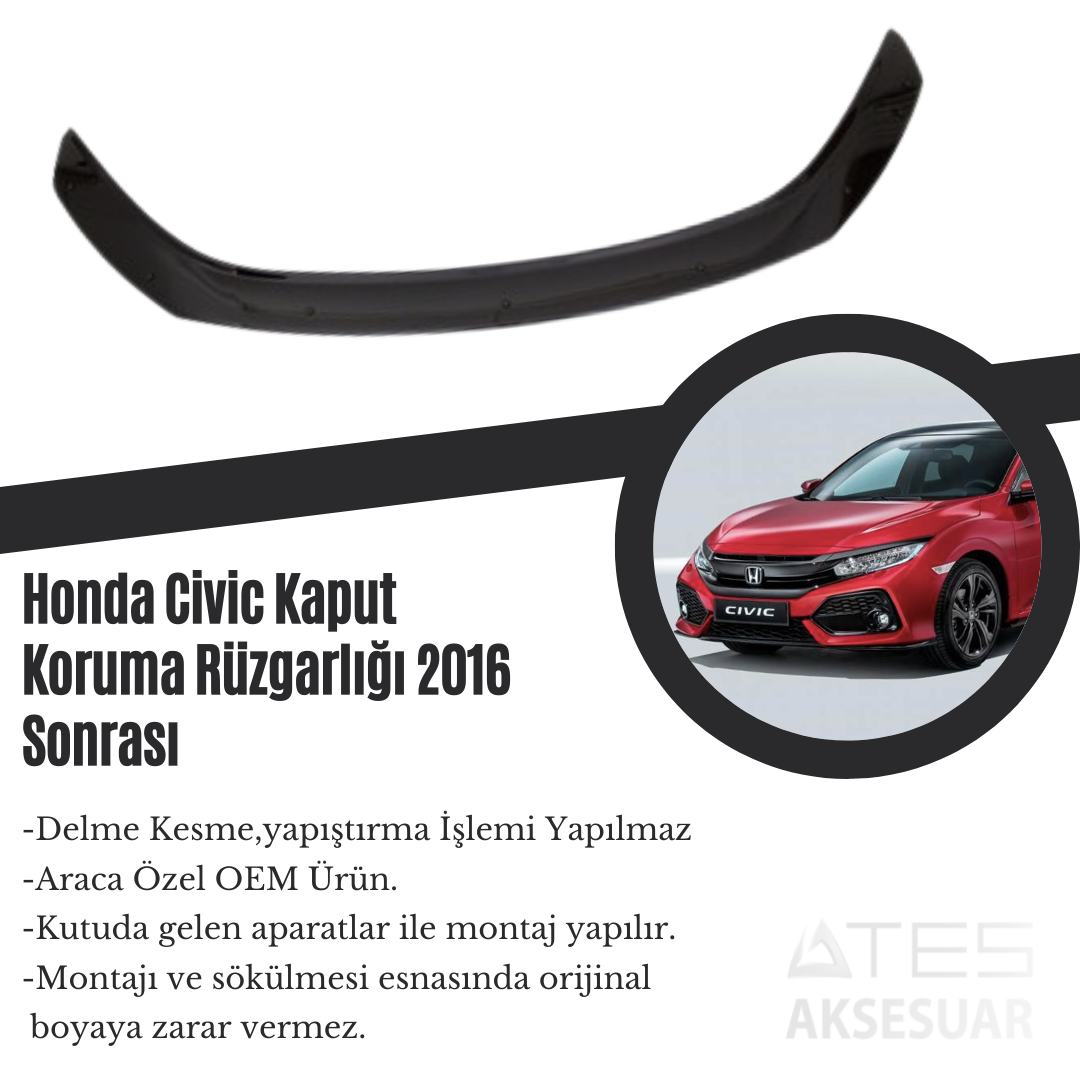 Honda Civic Kaput Koruma Rüzgarlığı 2016 Sonrası