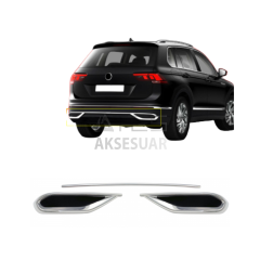 VW Tiguan Krom Egzoz Görünümü Difüzör 3 Parça 2020+