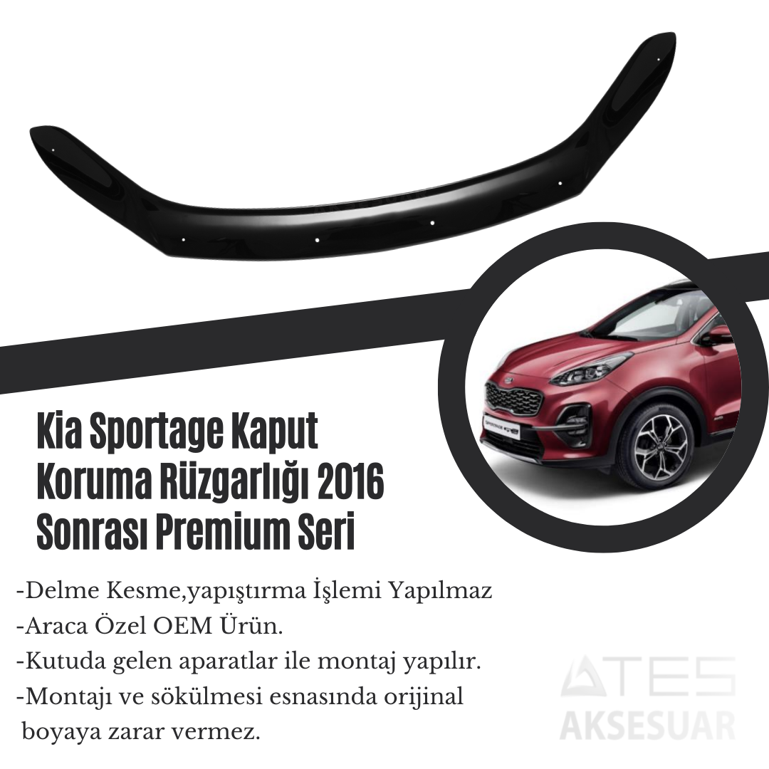 Kia Sportage Kaput Koruma Rüzgarlığı 2016 Sonrası Premium Seri