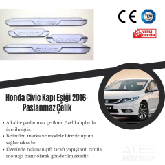 Honda Civic 2016 Kapı Eşiği Paslanmaz Çelik
