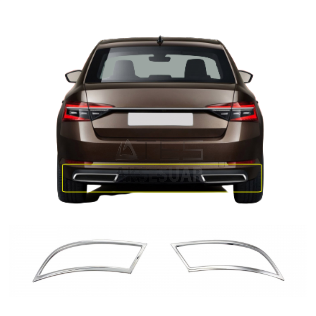 Skoda Superb Krom Egzoz Çıkışı 2 Parça 2020+