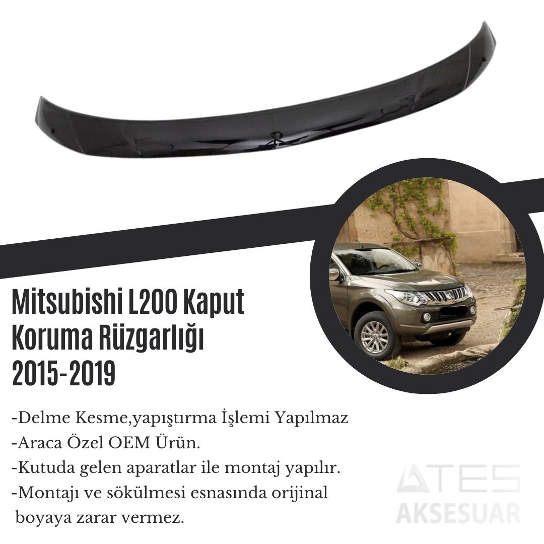 Mitsubishi L200 Kaput Koruma Rüzgarlığı 2015-2019