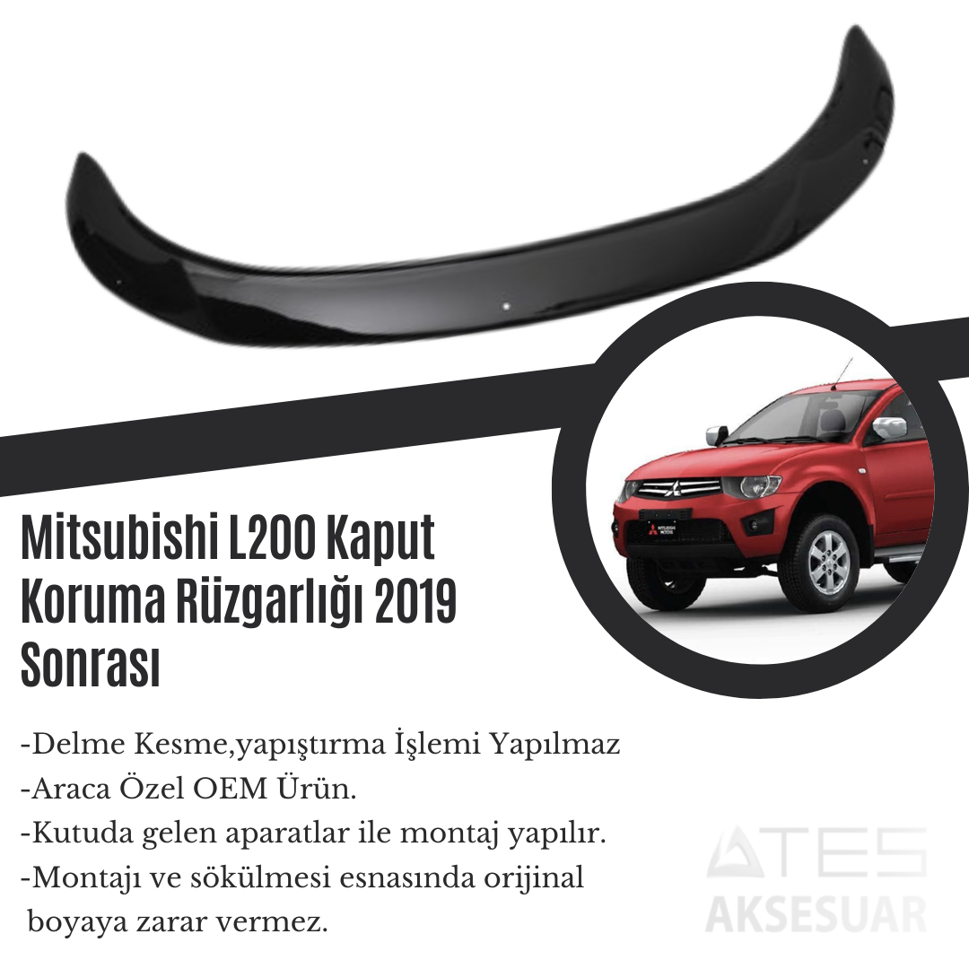 Mitsubishi L200 Kaput Koruma Rüzgarlığı 2019 Sonrası