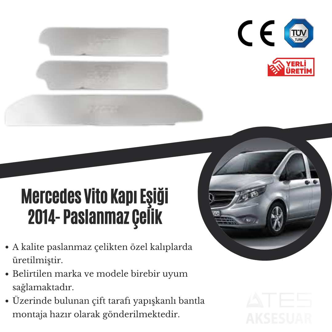 Mercedes Vito 2014 Kapı Eşiği Paslanmaz Çelik
