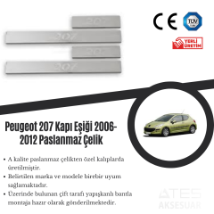 Peugeot 207 2006-2012 Kapı Eşiği Paslanmaz Çelik