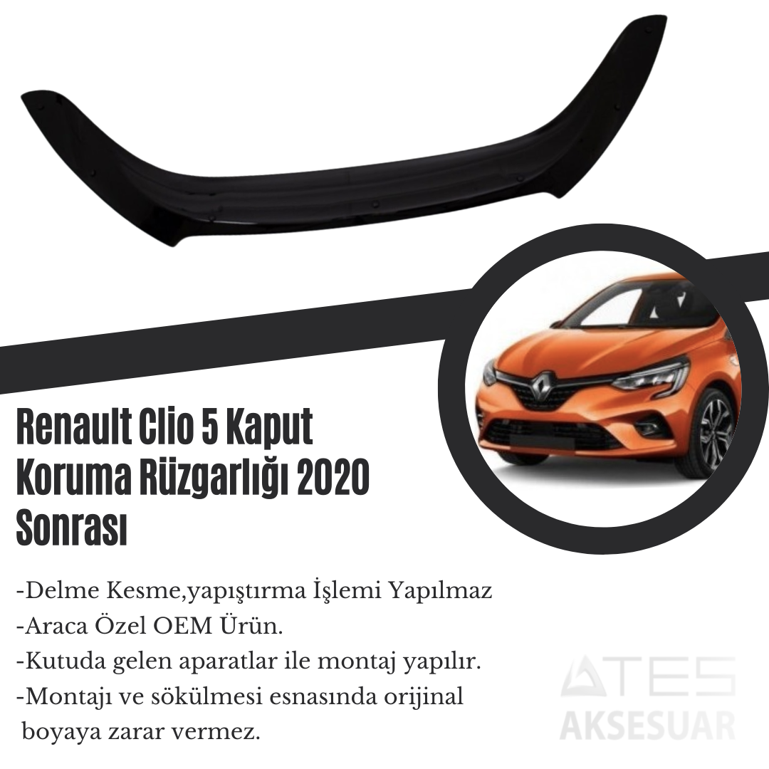 Renault Clio 5 Kaput Koruma Rüzgarlığı 2020 Sonrası