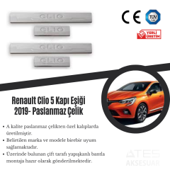 Renault Clio 5 2019 Kapı Eşiği Paslanmaz Çelik