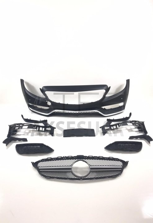 MERCEDES W205 2014-2018 C63 ÖN TAMPON & PANJUR SETI (SILVER Trimler)