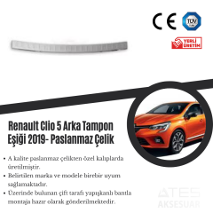 Renault Clio 5 2019 Arka Tampon Eşiği Paslanmaz Çelik