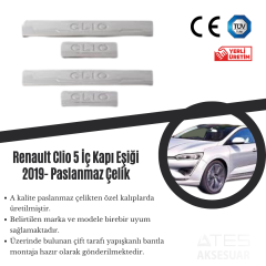 Renault Clio 5 2019 İç Kapı Eşiği Paslanmaz Çelik