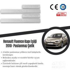 Renault Fluence 2010 Kapı Eşiği Paslanmaz Çelik