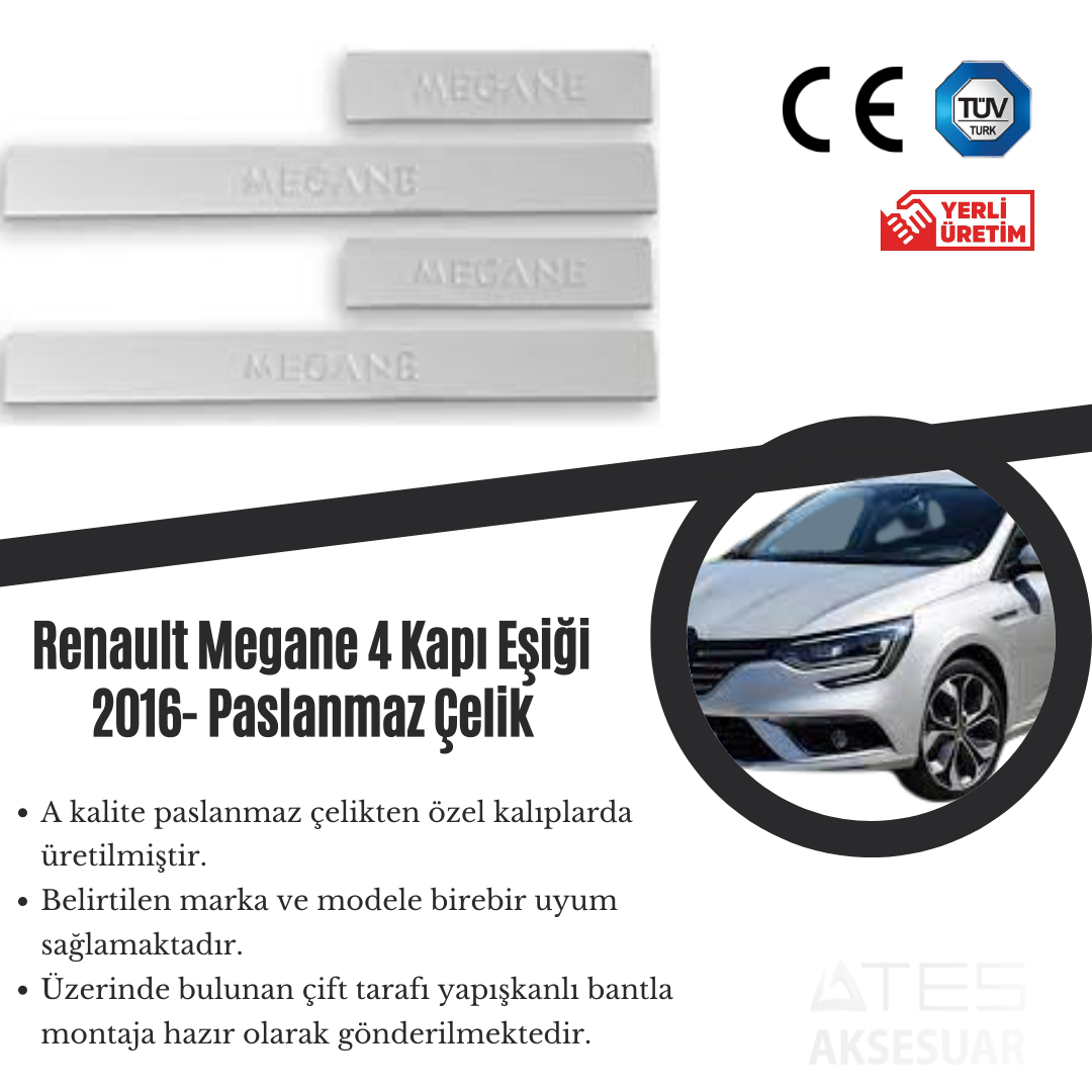 Renault Megane 4 2016 Kapı Eşiği Paslanmaz Çelik