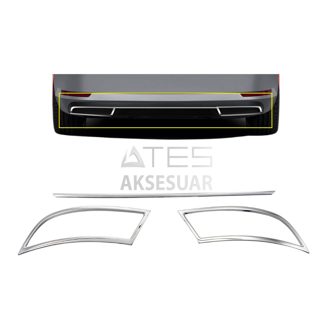 Skoda Superb Krom Egzoz Çıkışı 3 Parça Set 2015-2019
