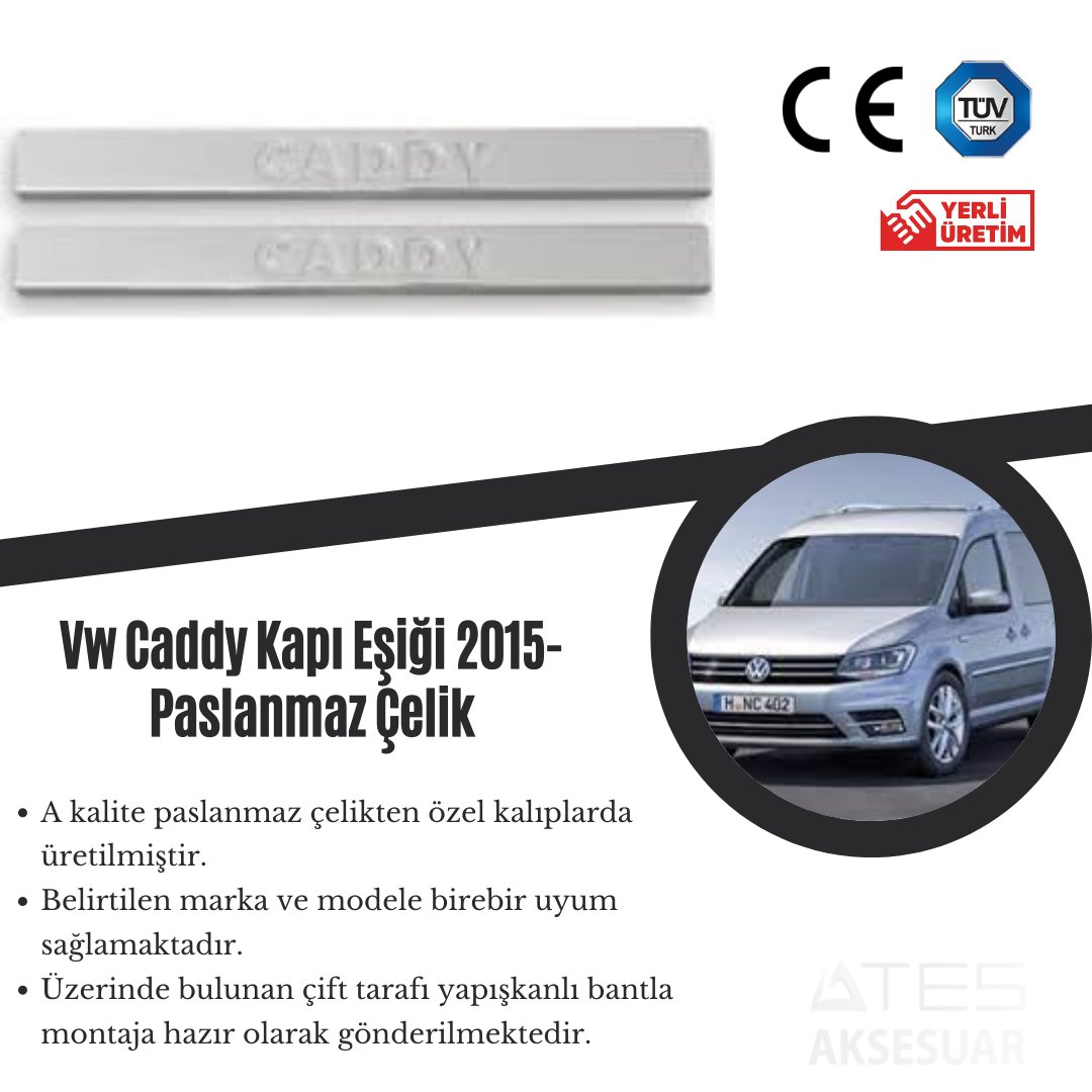 Volswagen Caddy 2015 Kapı Eşiği Paslanmaz Çelik