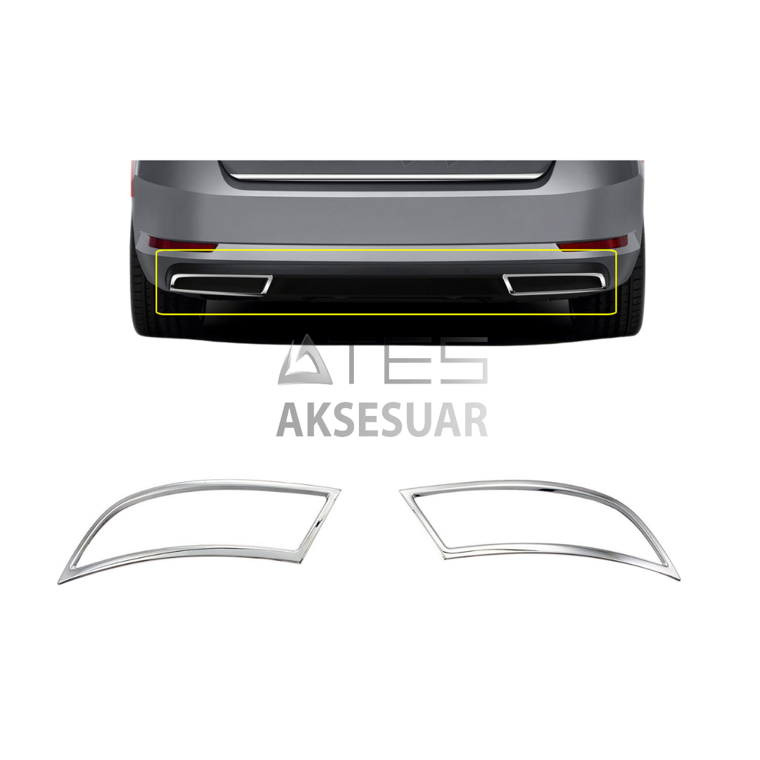 VW Passat B8 Krom Egzoz Görünümü Difüzör R Line Still 2 Parça S Dizayn 2015-2019