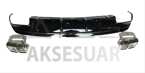 MERCEDES W176 12-15 A45 DIFÜZÖR & EGZOZ SETI (PARLAK SIYAH) - SILVER EGZOZ ILE (AMG PAKET İÇİN )