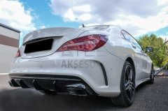 MERCEDES W176 12-15 A45 DIFÜZÖR & EGZOZ SETI (PARLAK SIYAH) - SILVER EGZOZ ILE (AMG PAKET İÇİN )