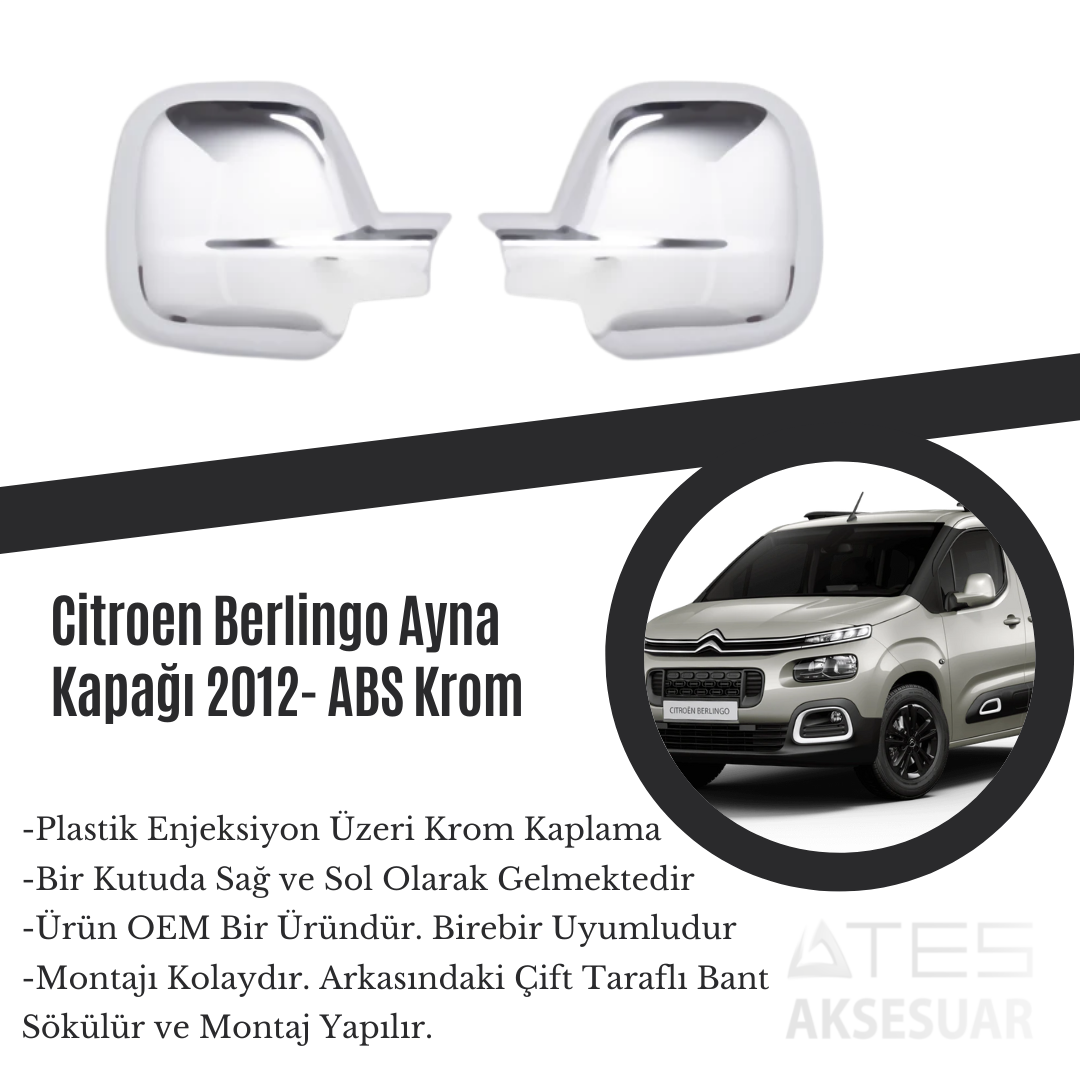 Citroen Berlingo 2012 Ayna Kapağı ABS Krom