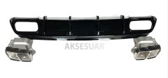 MERCEDES W176 16-18 A45 DIFÜZÖR & EGZOZ SETI (PARLAK SIYAH) - SILVER EGZOZ ILE (AMG PAKET İÇİN )