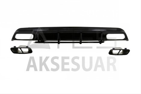 MERCEDES W176 16-18 A45 DIFÜZÖR & EGZOZ SETI (PARLAK SIYAH) - SIYAH EGZOZ ILE (AMG PAKET İÇİN )