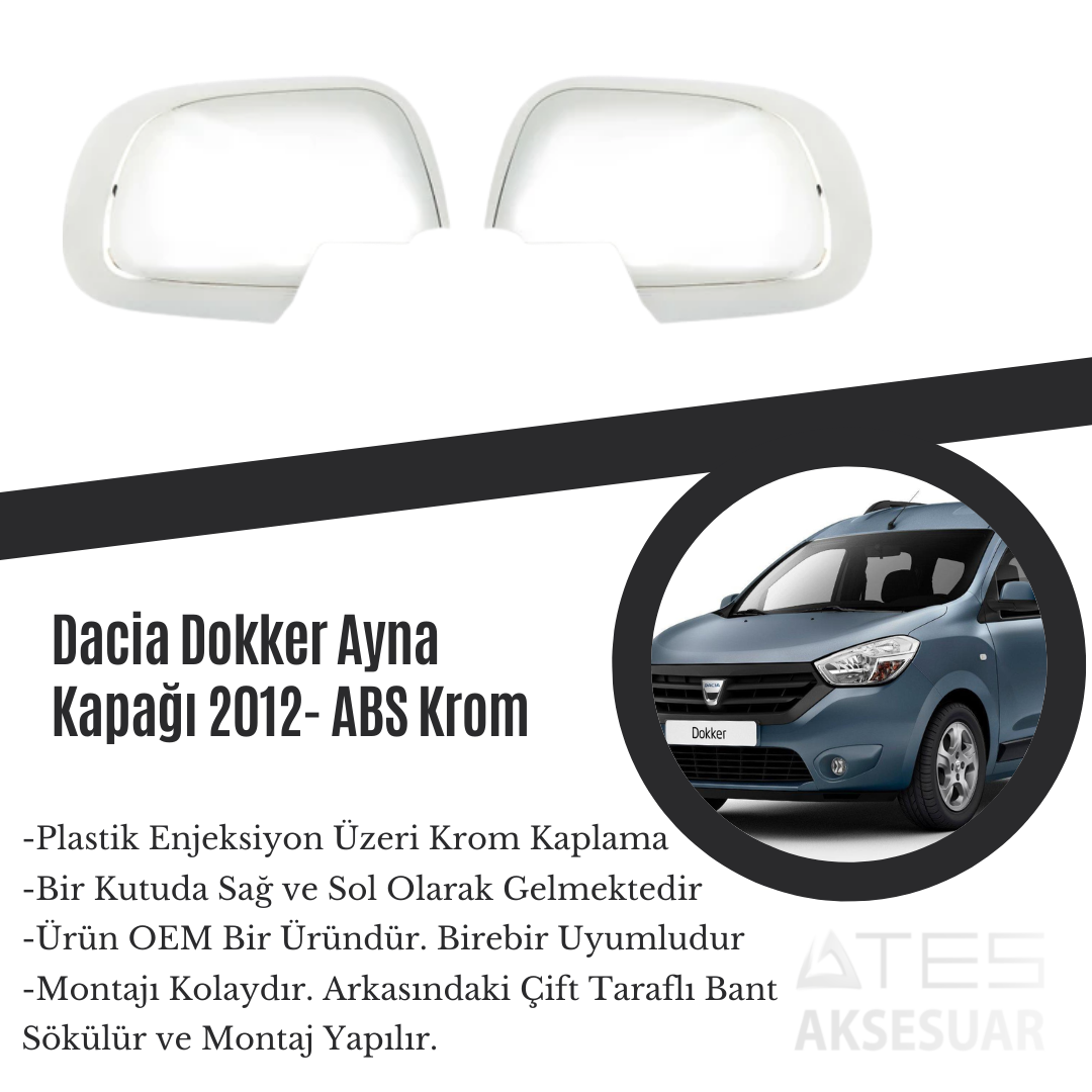 Dacia Dokker 2012 Ayna Kapağı ABS Krom