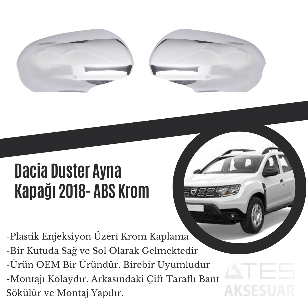 Dacia Duster 2018 Ayna Kapağı ABS Krom