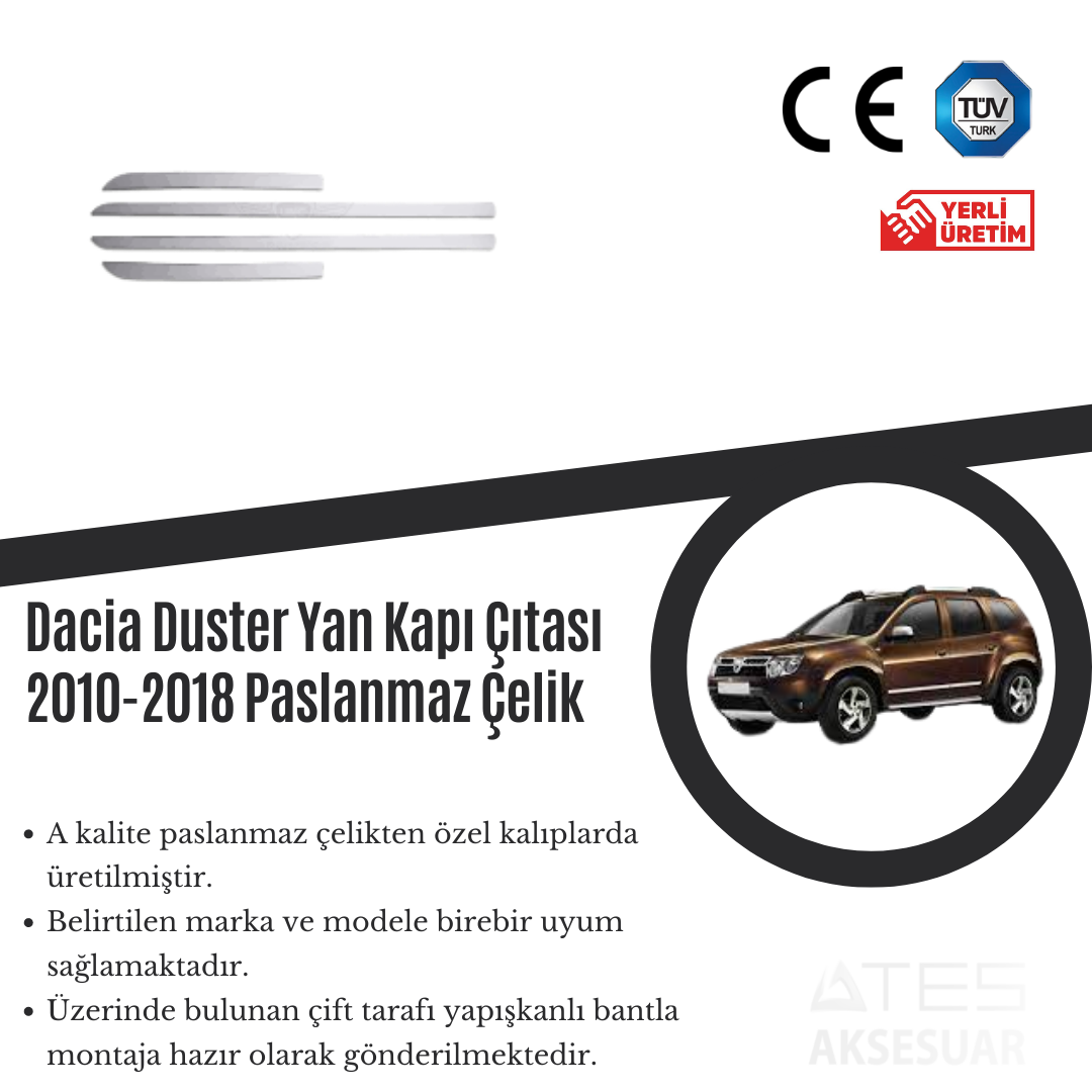 Dacia Duster 2010-2018 Yan Kapı Çıtası Paslanmaz Çelik