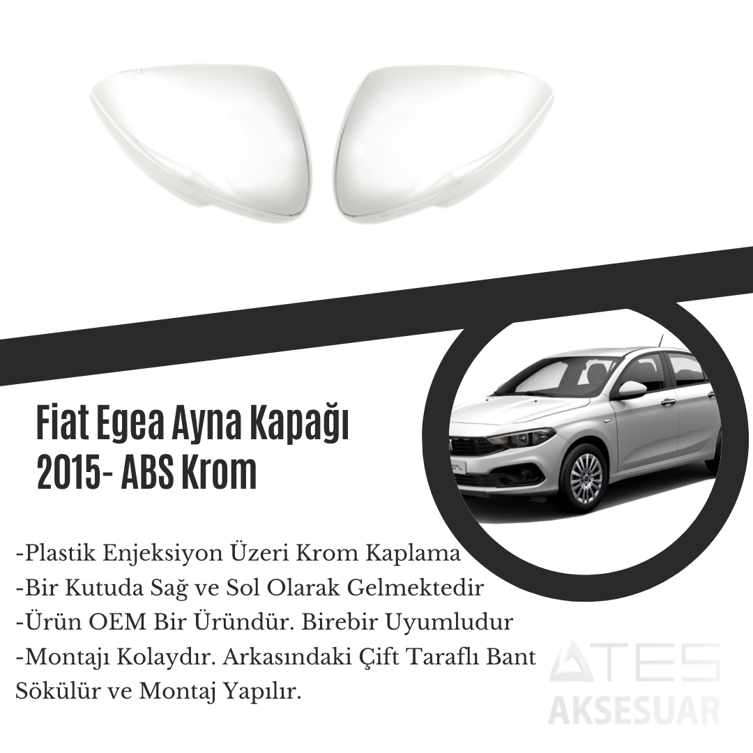 Fiat Egea 2015 Ayna Kapağı ABS Krom