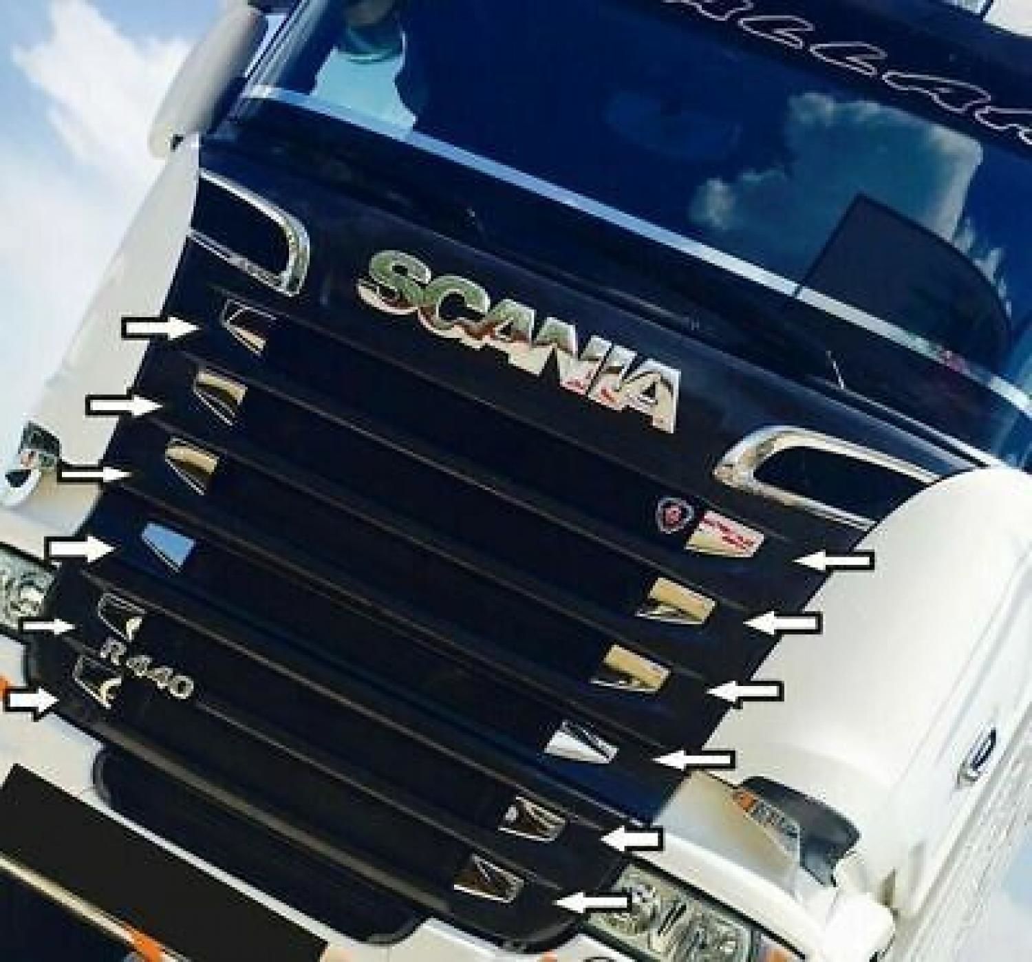 Scania STREAMLINE GENİŞ PANJUR KÖŞESİ 12 PARÇA KROMU